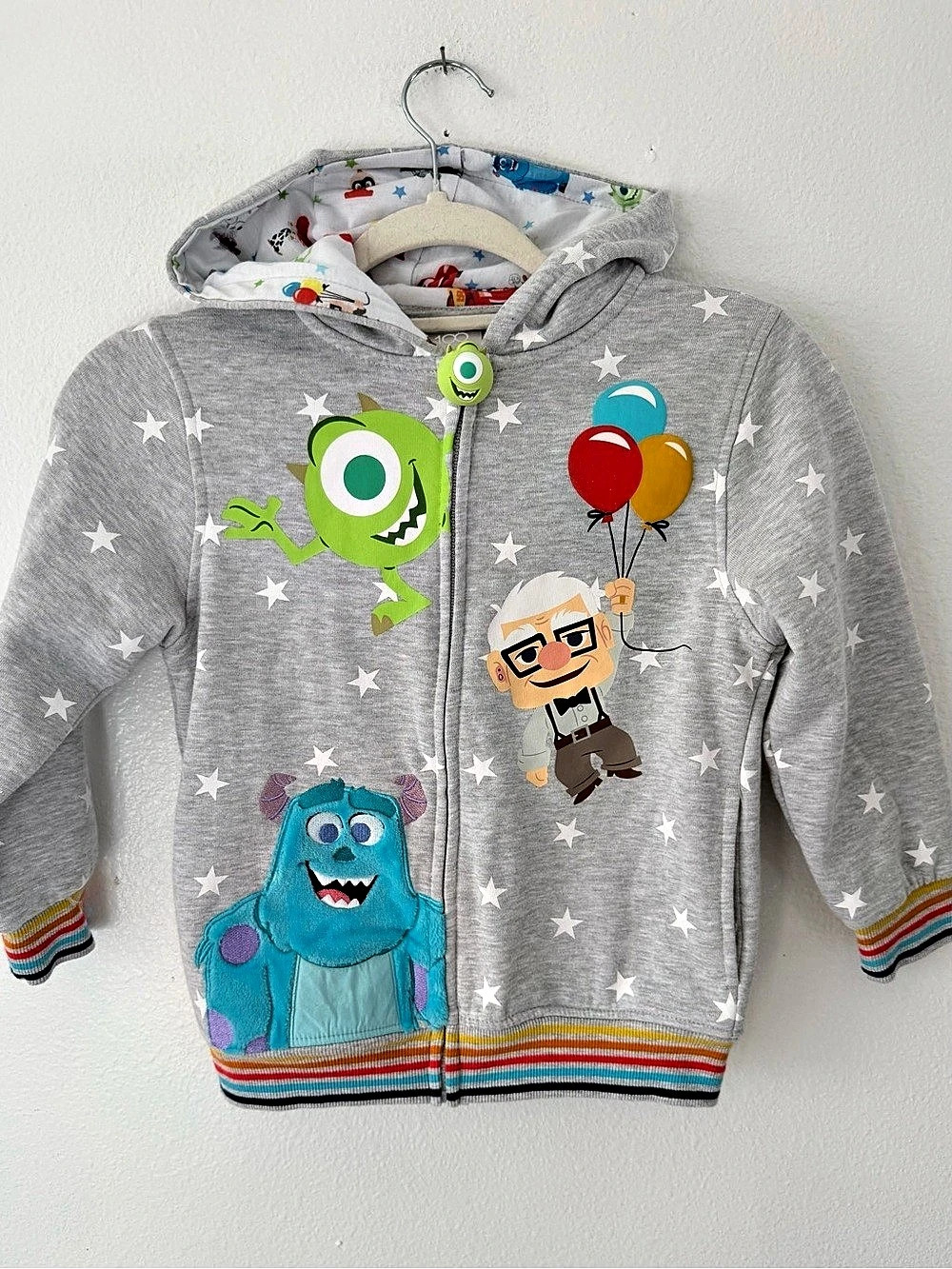 Disney World of Pixar Reversible Hooded Sweatshirt Hoodie Boys Size 7